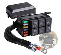 Shengbowi 12V Relay Box 6 Way Fuse Box 12 AWG Pre-Wired Waterproof 6 Slot ATC/ATO Fuse Block Universal Relay Panel Automotive Car Marine Boat