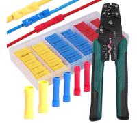 Shengbowi 230Pcs Insulated Straight Butt Splice Wire Terminals Connectors | 22-10AWG Crimper Stripper Crimping Tool
