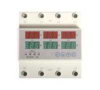 Shengbowi 3Phase Voltage Protector Over Under Relay DIN Rail 63A Digital Automatic Reset Industrial Electrical Systems Voltmeter Ammeter Multi Tester AC 390-500V Overvoltage Overcurrent Protector