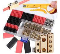 Shengbowi 6 8 10 AWG Gauge Wire Connector 60A 80A Quick Wiring Connection Terminal Circuit Splicing Quick 100 Screws 40Pcs 3:1 Red Black Heat Shrink Tube Wrench for Household Appliances