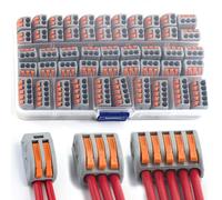 Shengbowi Compact Wire Connectors: 2/3/5-Port Lever Nut Electrical Connector Blocks, Quick Splice Push-Type Design, Flame Retardant PA/PC, Assortment Kit with Mounting Clips for 12-24AWG Wires