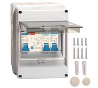 Shengbowi Consumer Unit Breaker 2 Way IP65 Waterproof Circuit Breaker Panel Garage Anti-Leakage Caravans Workshops Fuse Box 40A 30mA RCD 6A+16A MCB