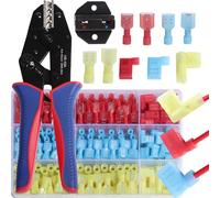 Shengbowi Flag Insulated Female Terminal Fully Insulated Connectors 90 Degree Nylon Flat Connector Cable Lugs Wire Connector 12-10 AWG/22-14 AWG Crimping Tool