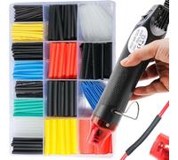 Shengbowi Mini Heat Gun Heat Shrink Tubing Kit 2:1 580 Pcs 6 Colors 11 Sizes Mini Heat Gun Assorted Sleeving Tube Wrap Cable Wire Kit