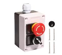 Shengbowi Push Button Switch Emergency Stop Control Box 22mm IP65 Waterproof Mushroom Head 440V 10A Momentary Latching Switch 1NC 1NO Red 1NO Station Box