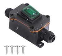 Shengbowi Waterproof Box Inline Cord Switch IP65 DPST Rocker Switch Green Indicator Light 12V 30A Dual Position ON/Off Control Open Double Hole Entry Silver Contact Dust-Proof 2Position Self Locking