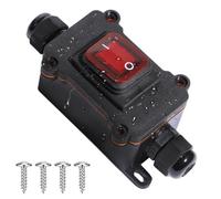 Shengbowi Waterproof Box Inline Cord Switch IP65 DPST Rocker Switch Red Indicator Light 12V 30A Dual Position ON/Off Control Open Double Hole Entry Silver Contact Dust-Proof 2Position Self Locking