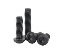SHENGG DIN7380 M2M2.5 M3 M4 M5 M6 M8 M10 M12 Black 10.9 Alloy Steel Hex Hexagon Socket Round Pan Button Head Allen Bolt Furniture Screw(9mm,M2.5 (50pcs))
