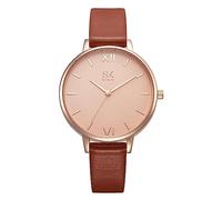 SHENGKE Classic Simplicity Women Watch Genuine Leather Strap Elegant Women Watches Ladies Wristwatch(Brown)