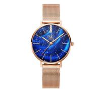 SHENGKE Creative Simplicity Women Watch Mesh Band Elegant Women Watches Ladies Business Wristwatch (K0103L-Blue), K0103L-Blue