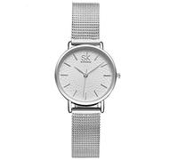 SHENGKE Creative Simplicity Women Watch Mesh Band Elegant Women Watches Ladies Business Wristwatch (K0006-silver-mesh Band)