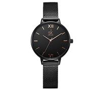 SHENGKE Simplicity Creative Women Watch Genuine Leather Elegant Women Watches Ladies Business Wristwatch (K0039-Black-Mesh Band)