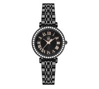 SHENGKE SK Fashion Crystal-Accented Watch for Women with Roman Numerals, Easy Read Dial Watch. (Black Rosegold)