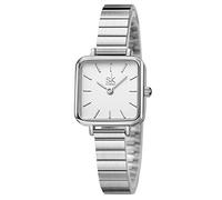 SHENGKE SK Fashion Ladies Watches Minimalistic Simplicity Square Women Watches (Silver)