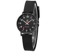 SHENGKE SK Ultra Thin Fashion Scrub Women Watch for Medical Professionals,Nurses,Doctors,Students Watch with Easy Read Dial,Colorful Silicone Band (Black)