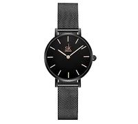 SHENGKE SK Ultra Thin Minialist Women Watches Simple Two Hands Ladies Dress Watch Leather Strap (Black-Mesh)