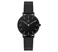 SHENGKE SK Ultra Thin Minialist Women Watches Simple Two Hands Ladies Dress Watch Leather Strap (Black)