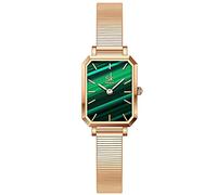 SHENGKE SK Unique Square Watch Women with Stainless Steel Mesh Band Genuine Leather Elegant Rectangle Stylish Ladies Watches(Green-Mesh