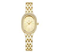 SHENGKE SK Women’s Oval-Shaped Crystal-Accented Solid Alloy Steel Bracelet Watch (Gold)