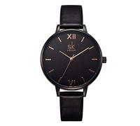 SHENGKE Women Watches Leather Band Luxury Quartz Watches Girls Ladies Wristwatch Relogio Feminino, 0039 Black, Quartz Watches