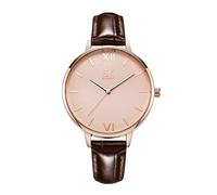SHENGKE Women Watches Leather Band Quartz Watches Dress Girls Ladies Wristwatch Brown