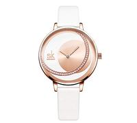 SHENGKE Women Watches Leather Band Quartz Watches Girls Ladies Wristwatch