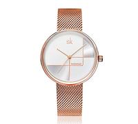 SHENGKE Women Watches Stainless Steel Mesh Strap Japan Quartz Movement Waterproof Rose Gold Ladies Watch