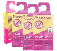 ShengKou Dual Pheromone Traps for Clothes & Pantry Moths - Natural Adhesive Monitoring System - Odourless & Non-Toxic - 4 Pack