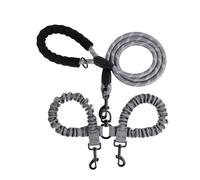 SHENGLINE Double Dog Leash for Two Dogs Heavy Duty Adjustable Dual Dog Leash No Tangle, Bungee Retractable Split Multiple Leash for Walking 2 Dogs Grey