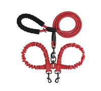 SHENGLINE Double Dog Leash for Two Dogs Heavy Duty Adjustable Dual Dog Leash No Tangle, Bungee Retractable Split Multiple Leash for Walking 2 Dogs Red