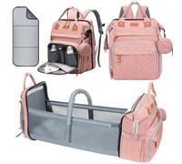 Shengmeister Diaper Bag, Baby Essentials, Multi-functional Large-capacity Diaper Bag Backpack, Best Gift for Newborns with Diaper Changing Station, Travel Essentials Diaper Bag Backpack (Pink)