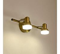 SHENGMIAOHE Brass Makeup Mirror Light with Swivel Lamp Head, Led Vintage Bathroom Wall Lamp Warm White Retro Sconce Toilet Vanity Light/Color/2-Lights