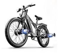 Shengmilo Dual Suspension S600 E-Mountain Bike Dual Motor Electric Motorbike 26Inch Fat Tire Electric Bike 840WH Battery with Removable Li-Ion Battery and 7 Speed Gear for Adults-Men(UK Warehouse)