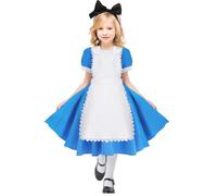 shengo Blue & White Pinafore Dress, World Book Day Girls Costume, Wonderland Princess Costume Apron dress Childs World Book Day Book Week Fancy dress costume (10-12Y)