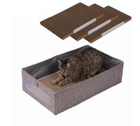 SHENGOCASE 13x21.5 Inch Extra Large, 3-Pack Cat Scratch Pad with Durable Fabric Box, Reversible Scratching Board Cardboard Scratcher for Large Cats Maine Coon