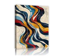 SHENGPOSTER 70s Vintage Abstract Canvas Wall Art Geometric Fluid Waves Poster Aesthetic Colorful Lines Canvas Print Contemporary Pictures Wall Decor Innerframe 80x96cm