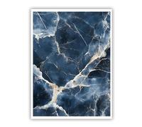 SHENGPOSTER Abstract Deep Blue Gold Vein Unframed Canvas Print Art, Minimalist Marble Texture Artwork Poster for Dining Room Office Wall Art 80x105cm
