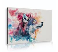 SHENGPOSTER Abstract Expressionist Wolf Head Wall Art for Living Room Bathroom Watercolor Splashes Canvas Prints Modern Wildlife Pictures Wall Decor Innerframe 20x28cm