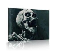 SHENGPOSTER Abstract Macabre Anatomy Stretched Canvas Print Ready to Hang, Minimalist Spooky Ghostly Death Wall Art Picture for Dining Room Home Decor Innerframe 50x65cm