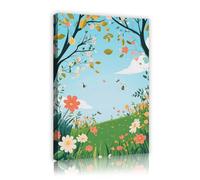 SHENGPOSTER Cheerful Spring Meadow Canvas Wall Art Cartoon Watercolor Painting Posters for Living Room Nursery Home Decor Beautiful Wall Pictures 40x56cm Innerframe