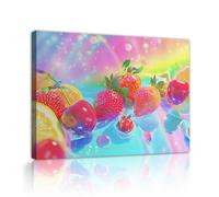 SHENGPOSTER Dreamy Pop Art Canvas Wall Art Brightly Colored Fruit and Rainbow Colors Wall Art Print for Living Room Bedroom Nursery Room Playroom 90x120cm Innerframe