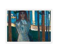 SHENGPOSTER Edvard Munch the Voice Summer Night Canvas Wall Art Mysterious White Dress Woman Moonlight Woods Wall Artwork for Bedroom Wall Decor Blue Frameless 85x110cm