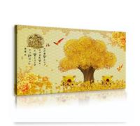 SHENGPOSTER Extra Large Canvas Wall Art Chinese Feng Shui Wealth Art Painting Pictures Gold Ingot and Peony Stretched Artwork for Bedroom Hallway 40x80cm Innerframe