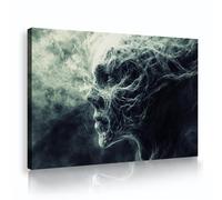 SHENGPOSTER Fantasy Horror Canvas Art Prints Mysterious Abstract Human Face Smoke Wall Art Canvas Picture for Living Room Bedroom Green Ready to Hang 55x80cm Innerframe