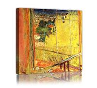 SHENGPOSTER Golden Window View Wall Art Posters Pierre Bonnard the Workshop with Mimosa Canvas Wall Art for Living Room Bedroom Corridor Home Decor 65x65cm Innerframe