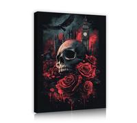 SHENGPOSTER Gothic Skull Roses Canvas Prints Wall Art London Big Ben and Eagle Dark Aesthetic Wall Art Painting Black Red Artworks Home Decor 70x105cm Innerframe