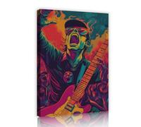 SHENGPOSTER Gothic Style Wall Art Canvas Pictures Burning Music Colorful Graffiti Canvas Wall Art for Classroom Dorm Bedroom Living Room Decor 60x90cm Innerframe