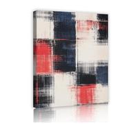 SHENGPOSTER Industrial Plaid Canvas Prints Abstract Red Black Checkered Wall Art Mid-Century Wall Decoration for Home Office Abstract Block Pattern Innerframe 50x65cm