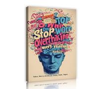 SHENGPOSTER Inspirational Clarity Canvas Prints Stop Overthinking Quotes Wall Art Graffiti Style Stretched Artwork for Living Room Office Bedroom 80x112cm Innerframe