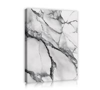 SHENGPOSTER Minimalist Bright White Grey Stretched Canvas Print Ready to Hang, Abstract Rock Veins Earthy Smoke Picture for Dining Room Office Wall Art Innerframe 90x115cm